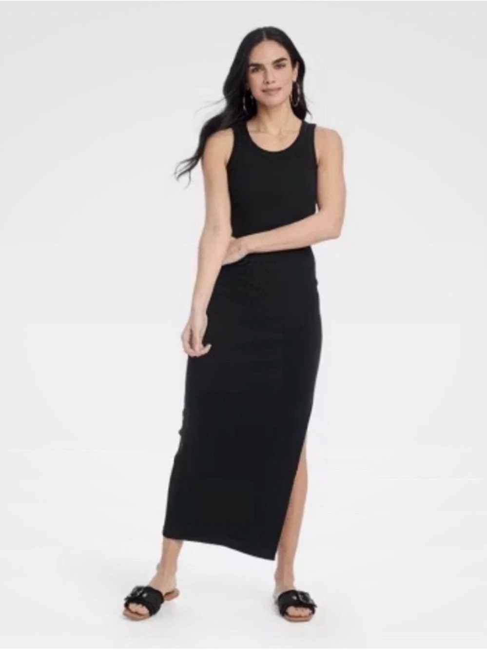 Universal Thread Black Sleeveless Maxi Dress with Side Slit